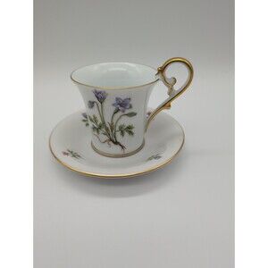 AK Kaiser Germany Fidelo Demitasse Cup Saucer Purple Alpine  Anemone Botanical